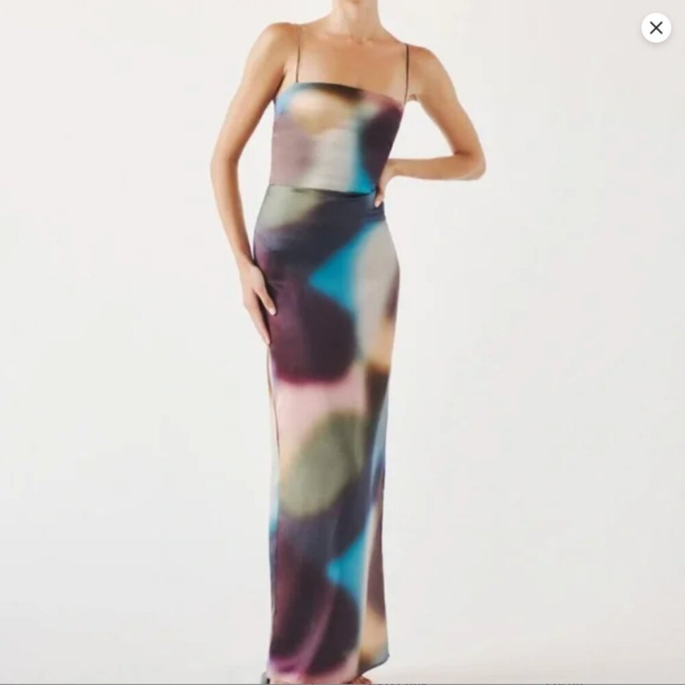 NWT REFORMATION Frankie Silk Dress Blur